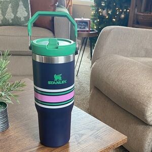 Stanley Navy and Green Insulated Varsity Iceflow flip straw